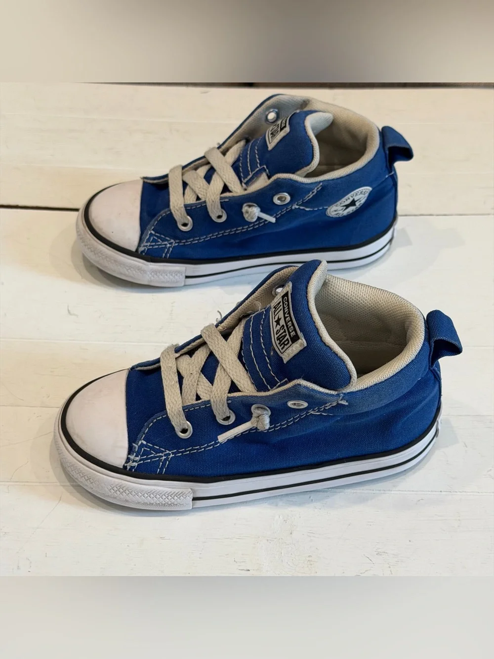 Converse Toddler Street Mid Top Sneakers in Bright Blue, Canvas upper Kids 9
